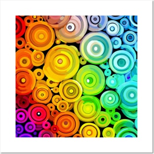 Abstract rainbow circles pattern Posters and Art